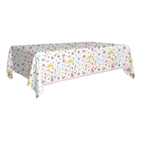 YingYouFu Easter Tablecloth Heavy Duty Disposable Dinnerware with Bunny Egg Design, Spring Holiday Party Supplies for Easter Celebration, Kids Birthday Tableware