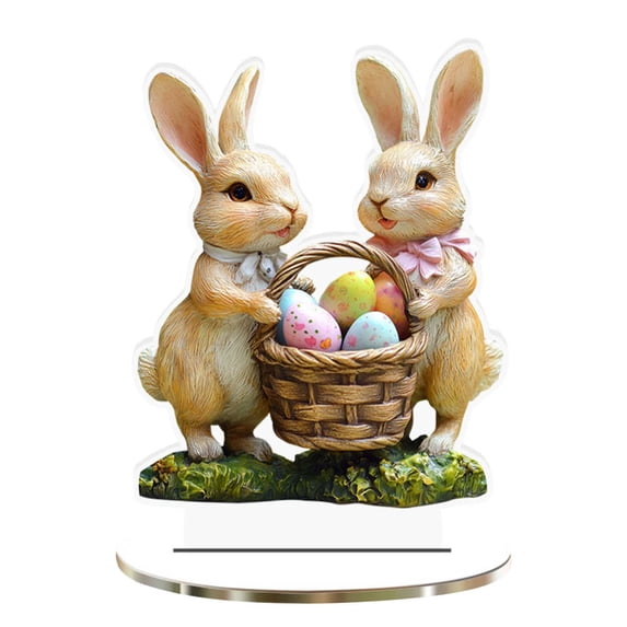 YingYouFu Easter Tabletop Decoration, 2D Visual Centerpiece for Living Room Bedroom, Holiday Tabletop Ornament, Spring Home Decoration for Mantle Shelf Desktop Display