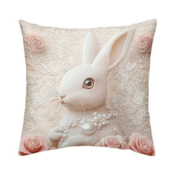 YingYouFu Easter Throw Pillow Covers Lmitation Embroidery Printing Around The Rabbit Printed Decorative Pillow Case Cushion Cover Home Decoration
