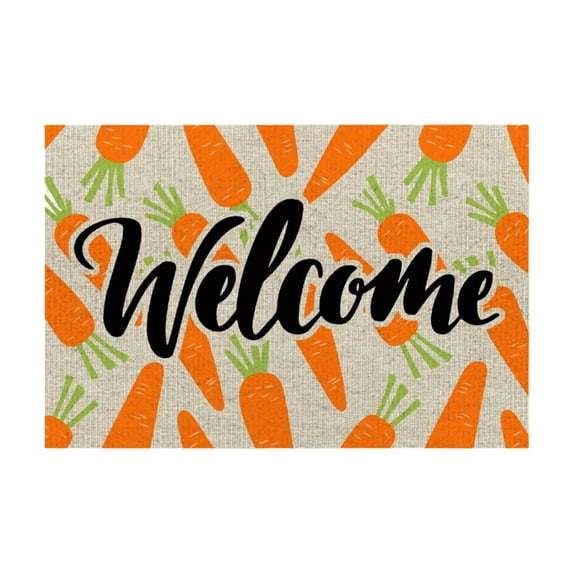 YingYouFu Easter Welcome Mat Outdoor, Rabbit Egg Coir Doormat for Front Entryway, Absorbent Non Slip Rug with Rubber Backing for Spring Porch Decoration