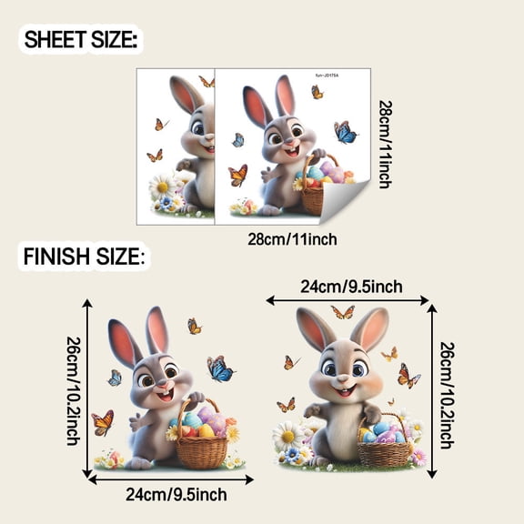 YingYouFu Easter Window Clings, Easter Egg Window Clings Stickers for Window Decor, Double Sided Bunny Window Cling Decorations with Chick Flower Butterfly Carrot