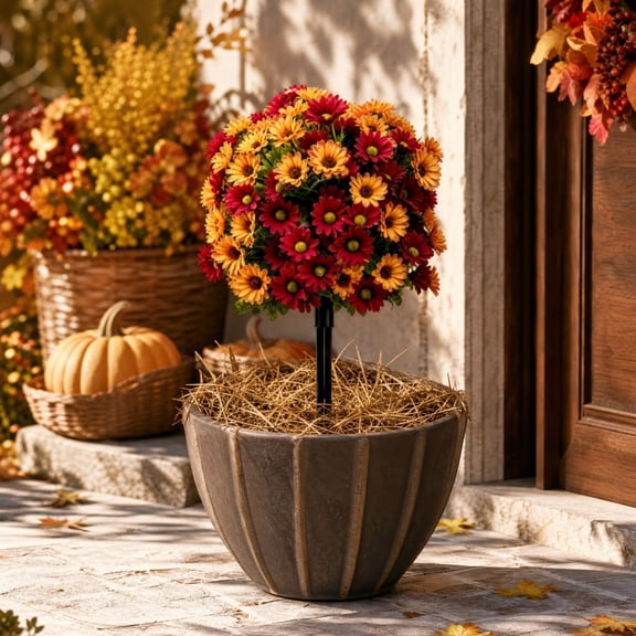 YingYouFu Fall Chamomile Garden Stakes, Simulated Daisy Flower Field Picks, Thanksgiving Outdoor Courtyard Fake Flower Decoration for Fall Garden Lawn