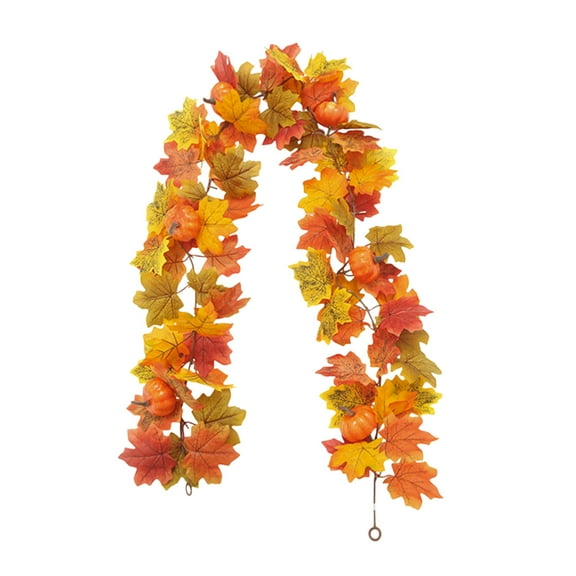 YingYouFu Fall Garland Maple Leaf, 6 Foot Autumns Vines Hanging Decor, Thanksgiving Fireplace Mantle Wedding Party Decoration, D