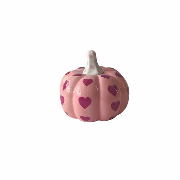 YingYouFu Fall Heart Pumpkin Ceramic Decor, Glazed Ceramic Tabletop Ornament for Seasonal Display, Decorative Figurine for Tiered Tray, Festive Decor for Fall Season and Holiday Celebration