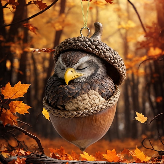 YingYouFu Forest Animal Acorn Ornaments 10cm, Christmas Tree Decor, Woodland Theme Holiday Ornaments, Natural Style Decorative Pieces