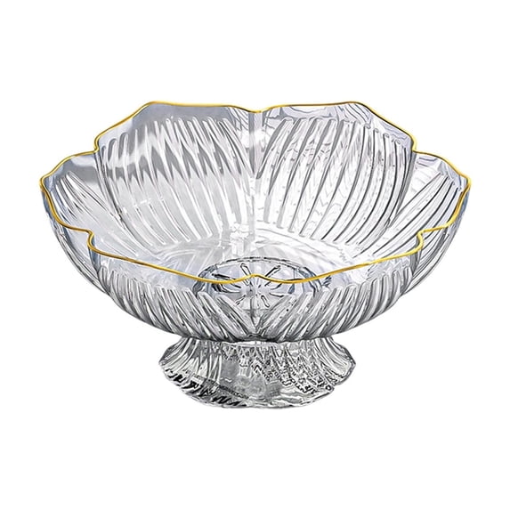 YingYouFu Fruit Bowl for Coffee Table, Tall Legged Candy Nut Tray, Modern Snack Dessert Container for Living Room, Glass Centerpiece Dish for Entertaining Clear
