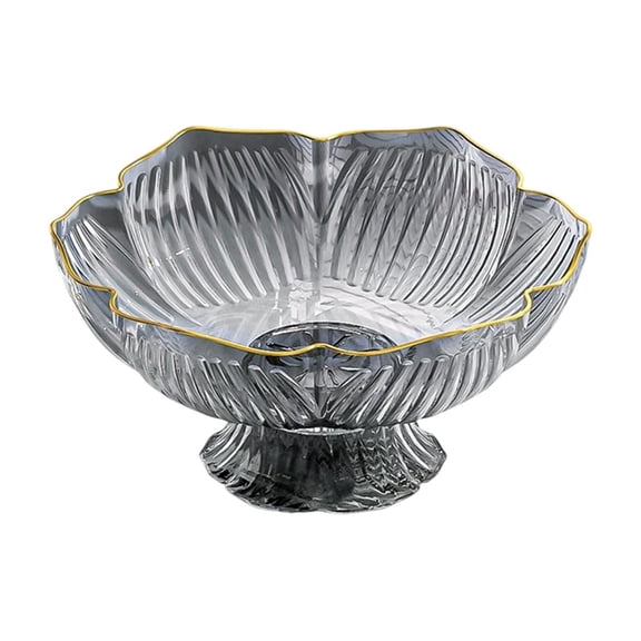 YingYouFu Fruit Bowl for Coffee Table, Tall Legged Candy Nut Tray, Modern Snack Dessert Container for Living Room, Glass Centerpiece Dish for Entertaining Gray