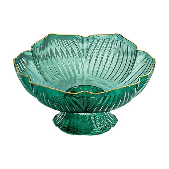 YingYouFu Fruit Bowl for Coffee Table, Tall Legged Candy Nut Tray, Modern Snack Dessert Container for Living Room, Glass Centerpiece Dish for Entertaining Green