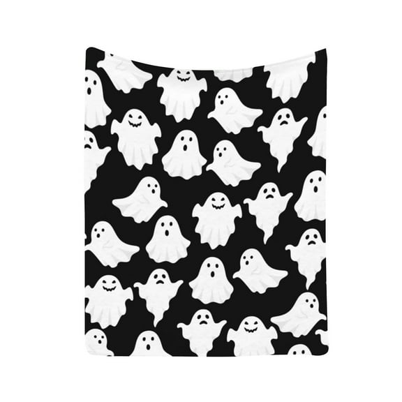 YingYouFu Ghost Blanket Throw, Halloween Themed Flannel Sofa Bed Cover, Party Decor Soft Blanket , Home Decoration for COzsy Use, Black