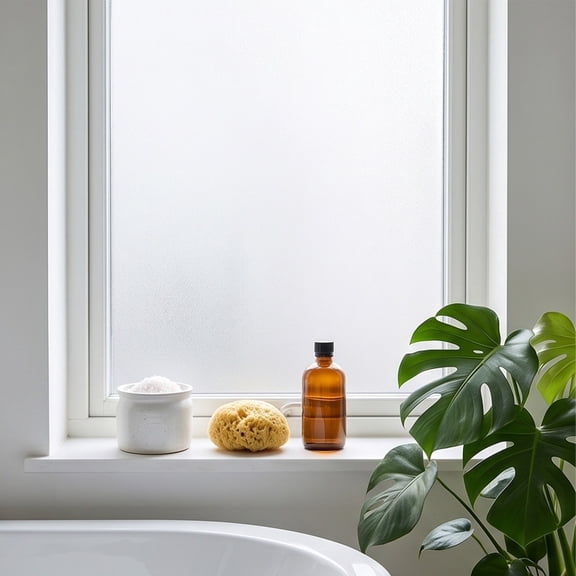 YingYouFu Glue Free Static Frosted Window Film Roll, Plastic Wrapped Heat Insulation Glass Sticker, Privacy Decor Window Cling for Bathroom, Toilet Interior Glass Window Renovation Layout
