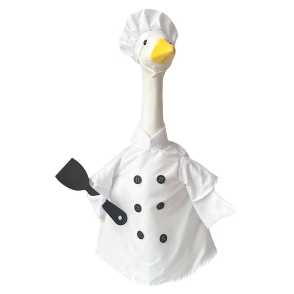 YingYouFu Goose Chef Outfit Set for Porch Decoration Big White Goose Clothing Kitchen Theme Attire for Garden Patio Festive Decor Holiday Display