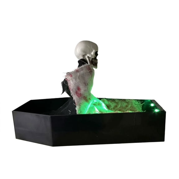 YingYouFu Halloween Animated Coffin Decor, Voice Activated Skeleton Design Festive Party Prop, Eye-Catching Decorative Ornament for Holiday Party Porch Yard Living Room Indoor Outdoor Decoration