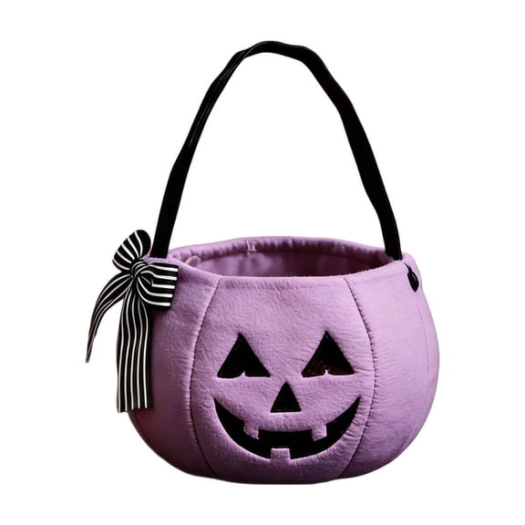 YingYouFu Halloween Embroidered Bow Candy Bag, Handheld Pumpkin Bucket Storage, Decor for Ghost Festival, Trick Or Treat, Party