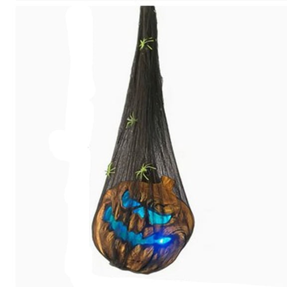 YingYouFu Halloween Light Up Pumpkin Decor, Textured Pumpkin Ornament with Spider Web Detail for Holiday Ambience, Festive Decorative Ornament for Tabletop, Porch, Home Holiday Party Decoration