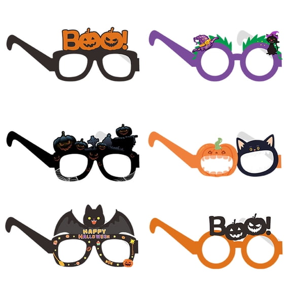 YingYouFu Halloween Party Glasses 6 Pack, Funny Pumpkin Pattern Eyeglasses Festive Photo Props, Novelty Holiday Eyewear for Adults Party, Home Decor, Photo Booth Celebration Use