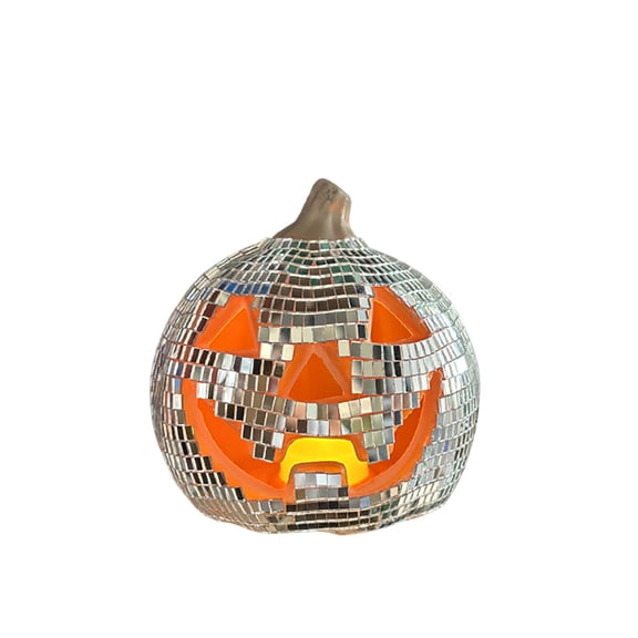 YingYouFu Halloween Pumpkin Decor Lamp, Mirror Mosaic Patch Decorative Ornament Pumpkin Lamp, Decorative Tabletop Lamp for Home Party Indoor Fall Holiday Decoration
