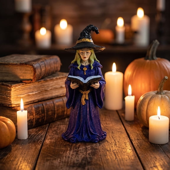 YingYouFu Halloween Reading Witch Resin Figurine, Mini Resin Statue for Holiday Tabletop Decoration, Collectible Ornament for Desk Shelf Home Book Lover Holiday Decoration Gift