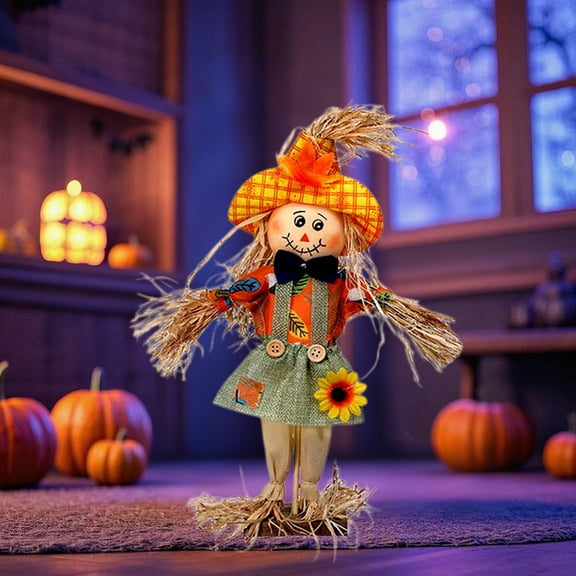 YingYouFu Halloween Scarecrow Decoration Fabric Straw, Handmade Fall Harvest Festival Tabletop Decor for Home Porch