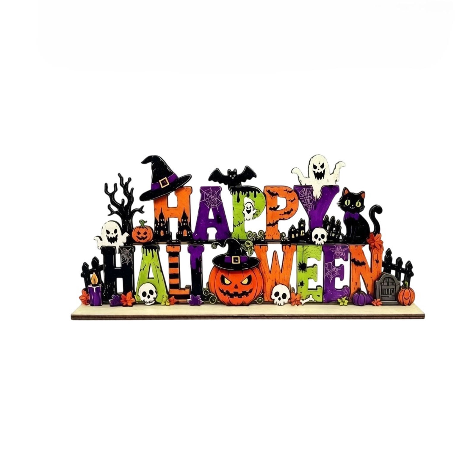 YingYouFu Halloween Wooden Tabletop Decor Set, Festive Sign Ornaments