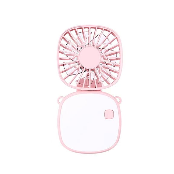 YingYouFu Handheld Fan with Hanging Rope and Mirror, Foldable USB Charging Portable Fan, Compact Cooling Device for Travel, Office, Outdoor, Makeup Bag