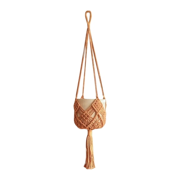 YingYouFu Hanging Planter with Patterns, Macrame Plant Hangers Indoor Macrame for Pot Crochet Boho Plant Hanger Holder for Indoor Outdoor (Coffee)