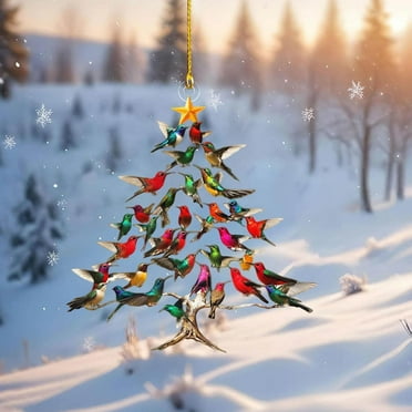 YingYouFu Hummingbird Christmas Ornament, Hummingbird Ornaments For Christmas Tree, Gifts Hummingbird Lover Colorful Stack Hummingbird Home Decor for Family, As shown