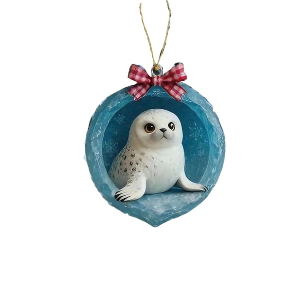 YingYouFu Ice Crystal Cave Ornaments Winter Forest Animals 2D Acrylic with Snowflake Accents for Christmas Tree Decor Holiday Gift Car Hanging Festive Display