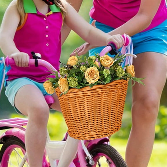 YingYouFu Kid’S Front Handlebar Bike Basket - Hand-Woven Bicycle Basket for Boys & Girls, Detachable, Ideal for Carrying Toys, Snacks, Or Items On Your Bike
