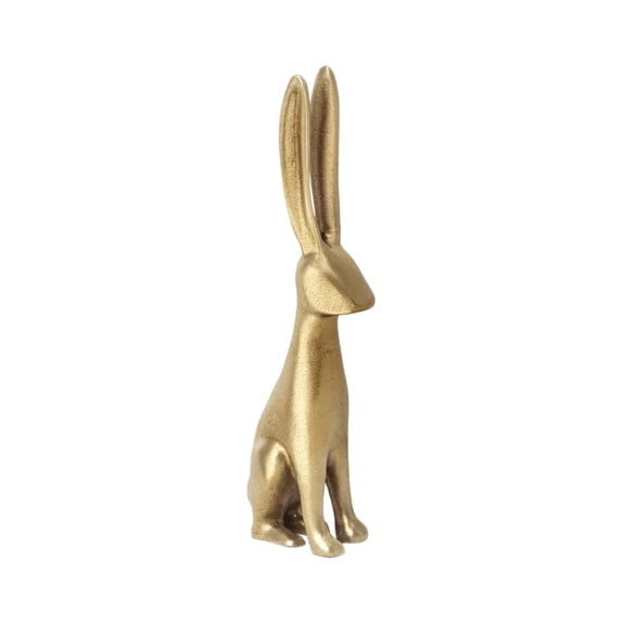 YingYouFu Large Easter Gold Resin Bunny Statue, 7.87 Inch Easter Table Centerpiece, Spring Rabbits Decoration, Rabbit Figurines Decorative Sculpture Collectibles Gift for Home Indoor Decor