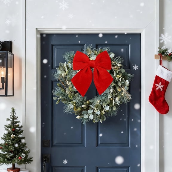 YingYouFu Large Velvet Christmas Bow in 4 Flocked Colors Holiday Decoration Wreaths Trees Garlands Indoor Outdoor Xmas Decor