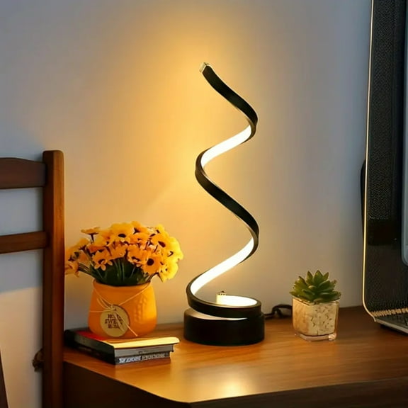 YingYouFu Led Table Lamp, Modern Minimalistsss Dimmable Spirally Table Lamp, 3W 3 Color Bedside Lamp Desk Light for Bedroom, Living Room, Office, Nightstand, Bookshelf