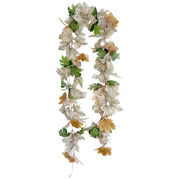 YingYouFu Maple leaf garland, 2 pack 6ft artificial Vines Thanksgiving decor, fall hanging plant for window door, holiday wall , White
