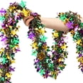 thumbnail image 1 of YingYouFu Mardi Gras Tinsel Garland Decorations, Green Gold Purple with Fleur-De-Lis Chunky Glittery Holiday Hanging Tinsel Decorations for Carnival Parade Car Party Supplies Home Decor, 1 of 7