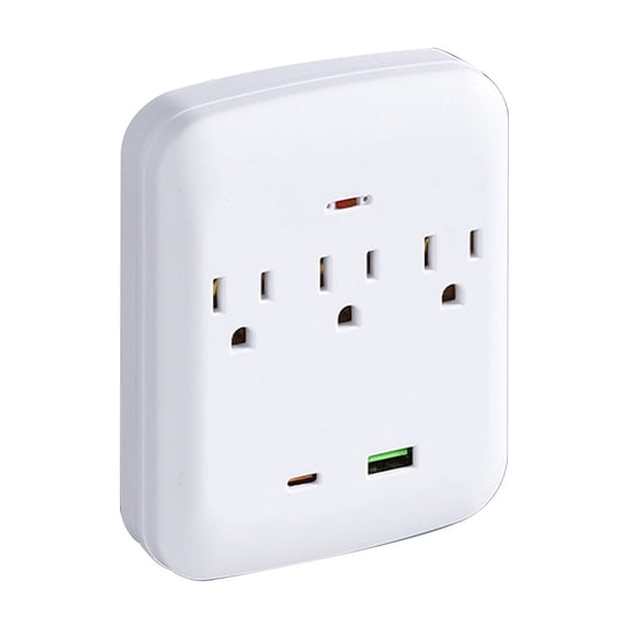 YingYouFu Multi Function Wall Mount Charging Socket, 6 AC Outlets with USB and C Ports, Travel Convenient Power Strip for Home Office, Kitchen, Bedroom