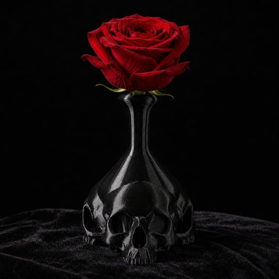 YingYouFu Multi Skull Printed Dark Style Decorative Flower Vase, Sculpted Skull Base Dry Flower Display Ornament, Unique Tabletop Vase for Halloween Home Space, Indoor Gothic Decor Layout