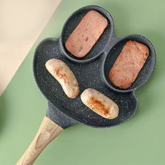 YingYouFu Nonstick Aluminum Alloy 4-Heart Omelette Pan for Eggs Pancakes Breakfast - Induction Compatible Even Heat Multi-Cavity Skillet Easy Clean, Black