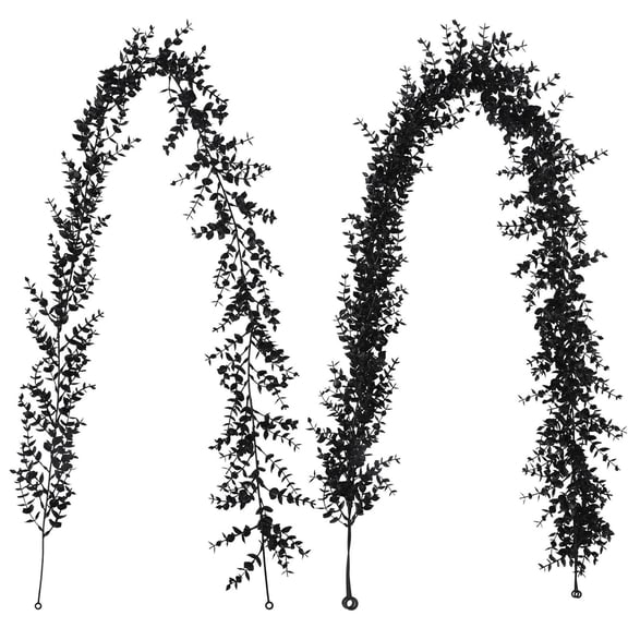 YingYouFu Realistic Black Artificial Wall Hanging Vine, Faux Greenery Garland for Home Decor, Fake Hanging Plant for Thanksgiving Halloween Fireplace Shelf Mantel