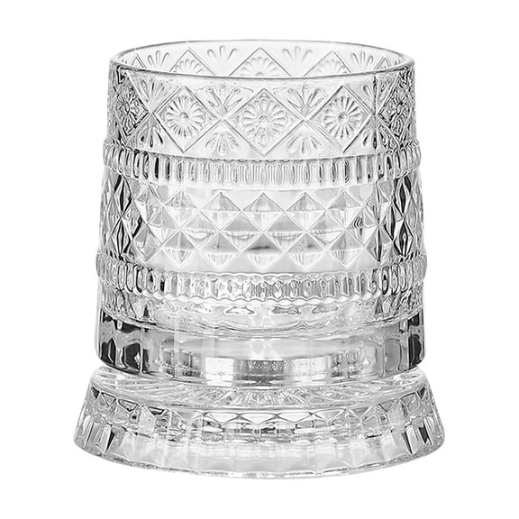 YingYouFu Rotating Crystal Whiskey Tumbler Glass Stylish Wine Glasses 360-Degree Rotation, The Best Choice For Gifts For Friends，Clear