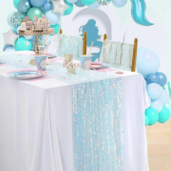 YingYouFu Sequin Table Runner - 13X70.86 Inches Long,Glitter Fabric,Ideal for Girls Summer Weddings,Birthday Parties,and Holiday Decorations,Adds To Any Table