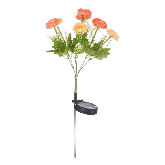 YingYouFu Solar Faux Flower Lights Outdoor, 7-Head Waterproof LED Artificial Flower Stake, Auto On Off Garden Decor for Pathways Lawns Patio Yard Landscape Orange