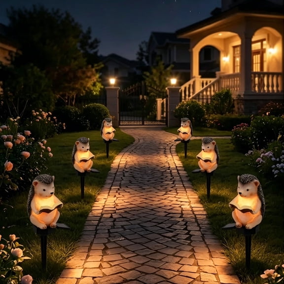 YingYouFu Solar Hedgehog Garden Stake Light, Resin Outdoor Decorative Lamp with Waterproof Statue, Solar Powered Pathway Light for Patio Yard Lawn Path Summer Night