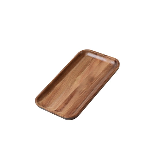 YingYouFu Solid Wood Rectangular Serving Tray, Acacia Wood Tea Tray Serving Platter, Durable Serving Plate for Cups Snacks Home Living Room Dining Daily Use
