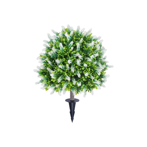 YingYouFu Spring Artificial Flowers, Purple and White Ground Planting Faux Greenery, UV Resistant Outdoor Holiday Decor, Garden Stake for Pathway, Yard
