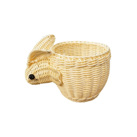 YingYouFu Spring Rattan Weaving Easter Basket with Animal Fruit Holder, Woven Storage Basket for Snack Organization and Home Decor