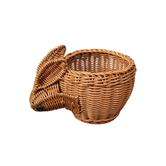 YingYouFu Spring Rattan Weaving Easter Basket with Animal Fruit Holder, Woven Storage Basket for Snack Organization and Home Decor