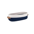 thumbnail image 1 of YingYouFu Storage Basket, Woven Cotton Rope Oval Basket with Leather Handle for Bathroom Organization, Toilet Tank Top Storage Bin, Suitable for Tables Counters and Home Decor, Natural Style, 1 of 6