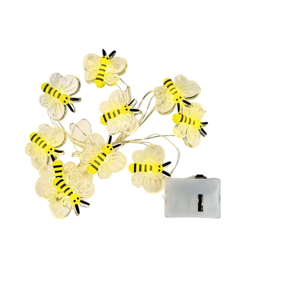 YingYouFu String Lights Bee Shaped with Transparent Petals Battery Powered 40 Inch for Indoor Outdoor Decoration Portable Easy to Install