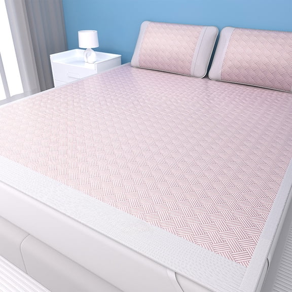 YingYouFu Summer Cooling Rattan Mat, Folding Ice Silk Dormitory Bed Sheet Set, Breathable Woven Mat with Pillowcases for Home Travel Camping Nap