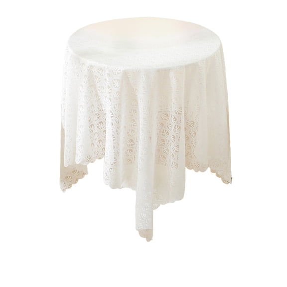 YingYouFu Tablecloth Round Lace Embroidered Sheer Table Cover 36 Inch with Non-Slip Backing, Hollowed Out Design for Home Restaurant and Cafe Daily Use