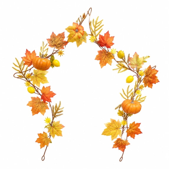 YingYouFu Thanksgiving Fall Fake Garland for Home Autumn Harvest Decorations | Autumn Artificial Berry Pumpkin Maple Leaf Garland Decor for Fireplace Table Front Door Holiday Party Decorations